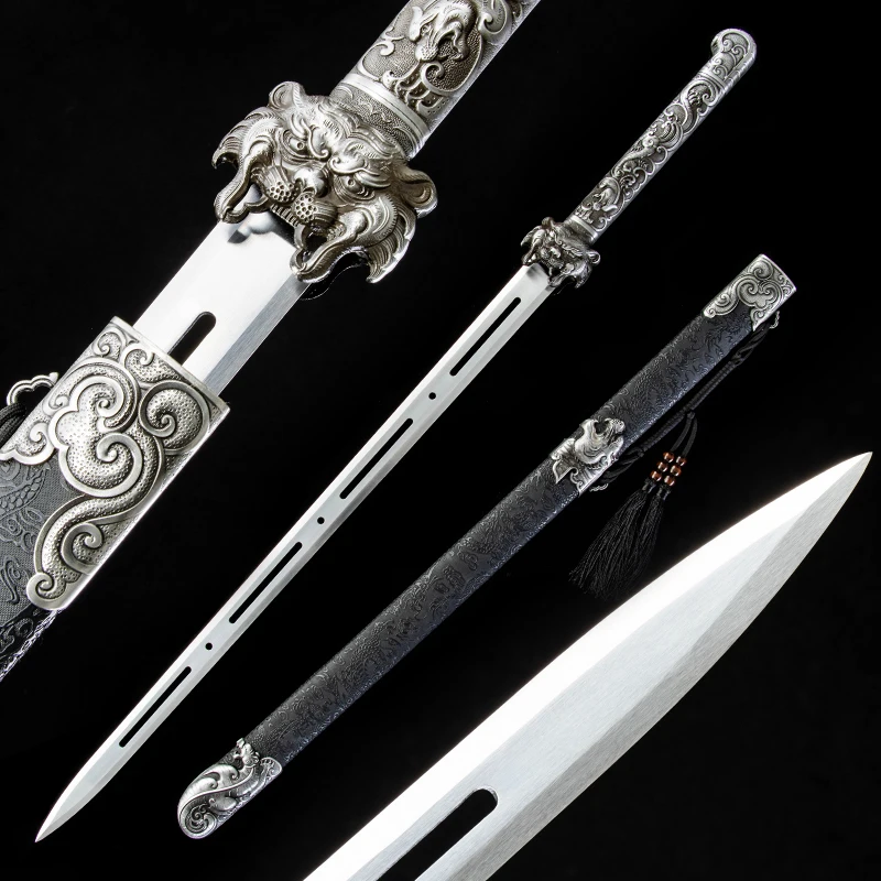Espada Tang china, hoja de acero de alto manganeso, Real hecho a mano, Metal Tang completo, Tsuka Iaito, lista para batalla, Kongfu Tiger Katana