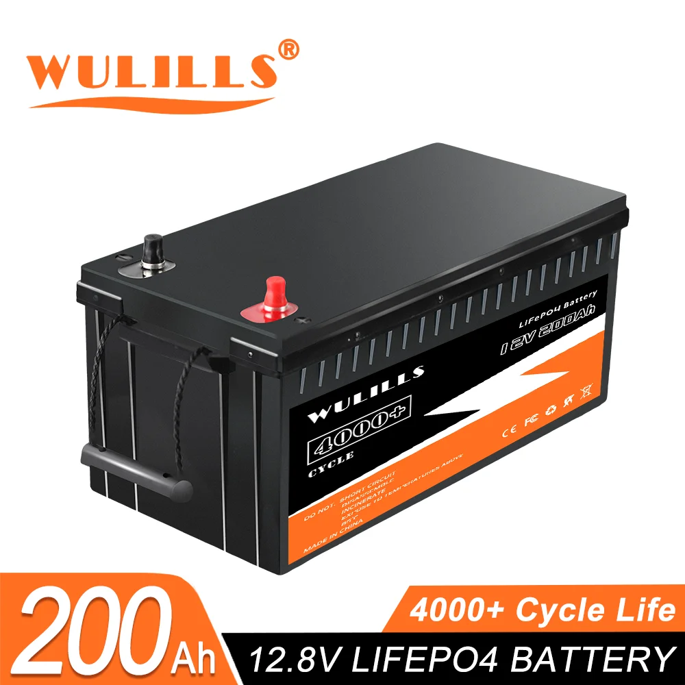 12V 200Ah LiFePO4 baterii akumulator litowo-żelazowo-fosforanowy wbudowany BMS dla energii słonecznej System zasilania RV dom silnik do wędy wolne