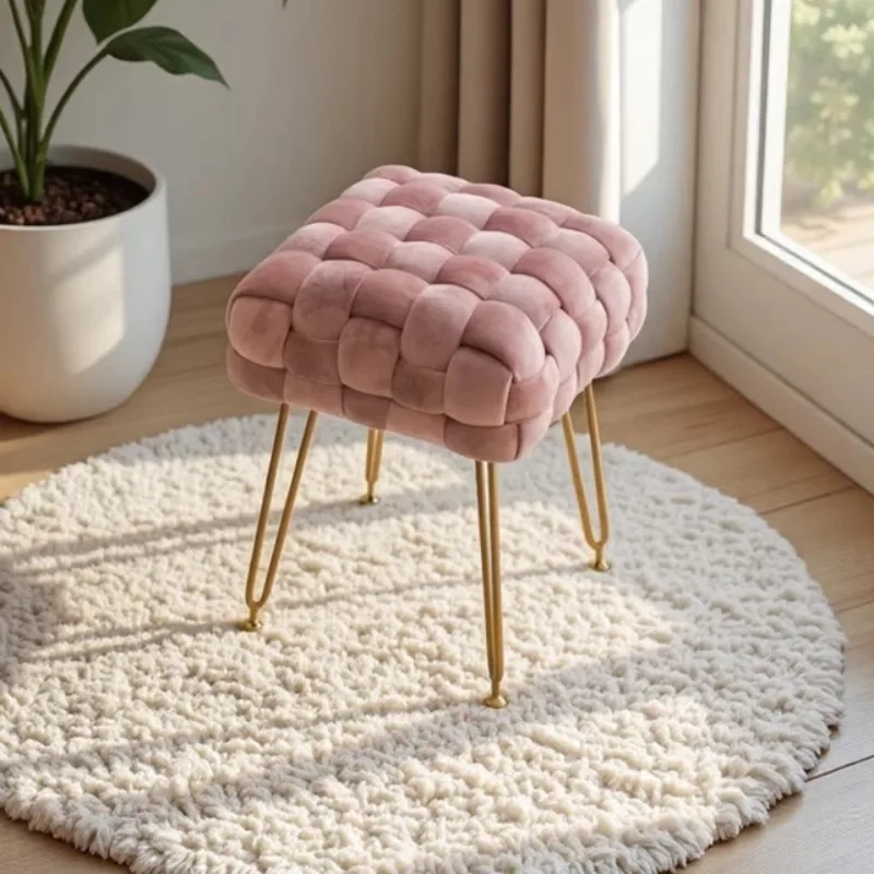 

Modern Bedroom Step Stool Mobile Living Room Designer Foot Stool Luxury Makeup Vanity Chair Tabouret Chinese Style Furniture