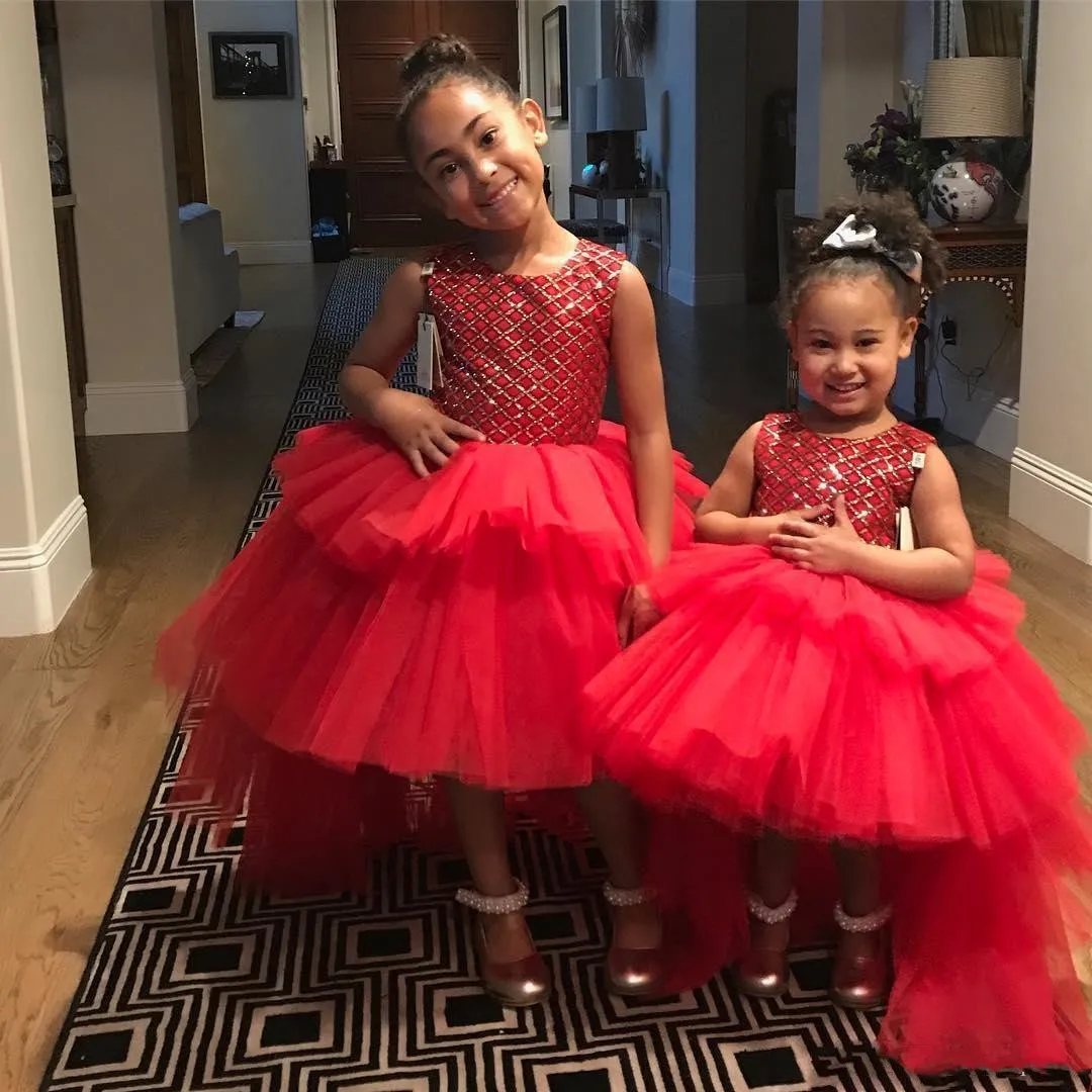 Vestido de niña de flores para boda, apliques de lentejuelas, abalorios, lazo hinchado, vestidos de fiesta de cumpleaños de primer eucarista para niños