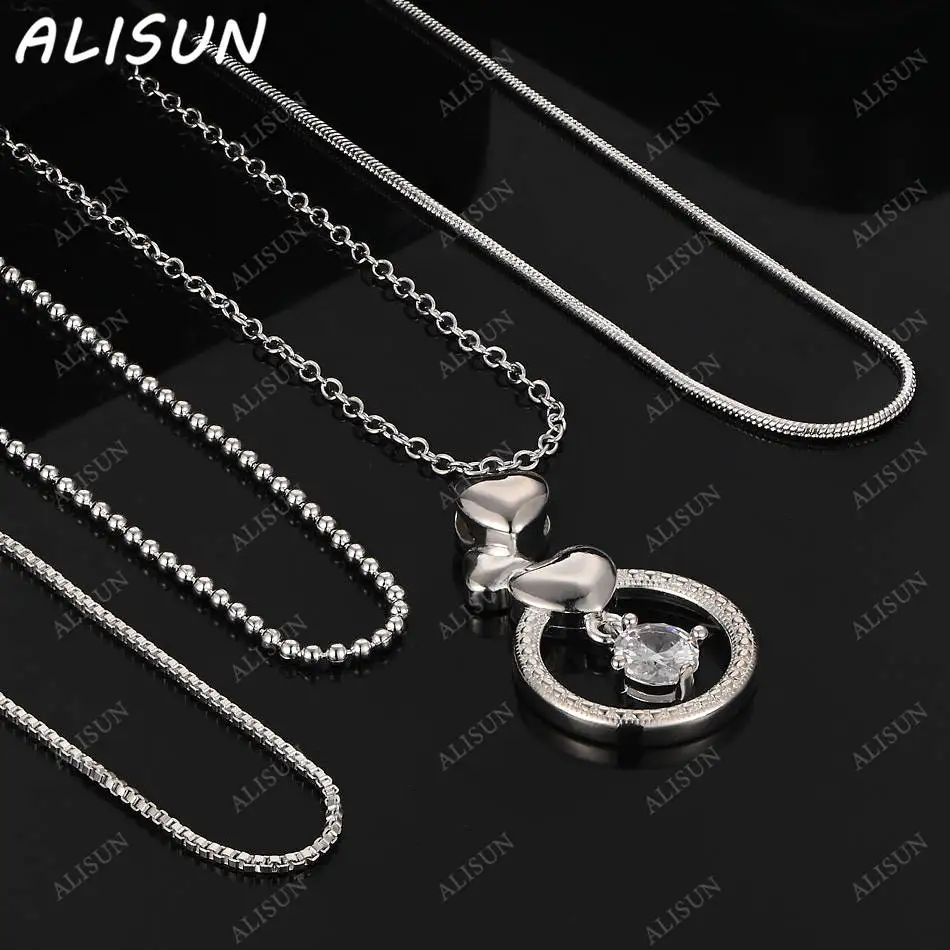 

ALISUN 40-75cm 925 Sterling Silver Zircon Round Pendant Necklace For Women Men Creativity Gifts All-match Party And Daily Wear