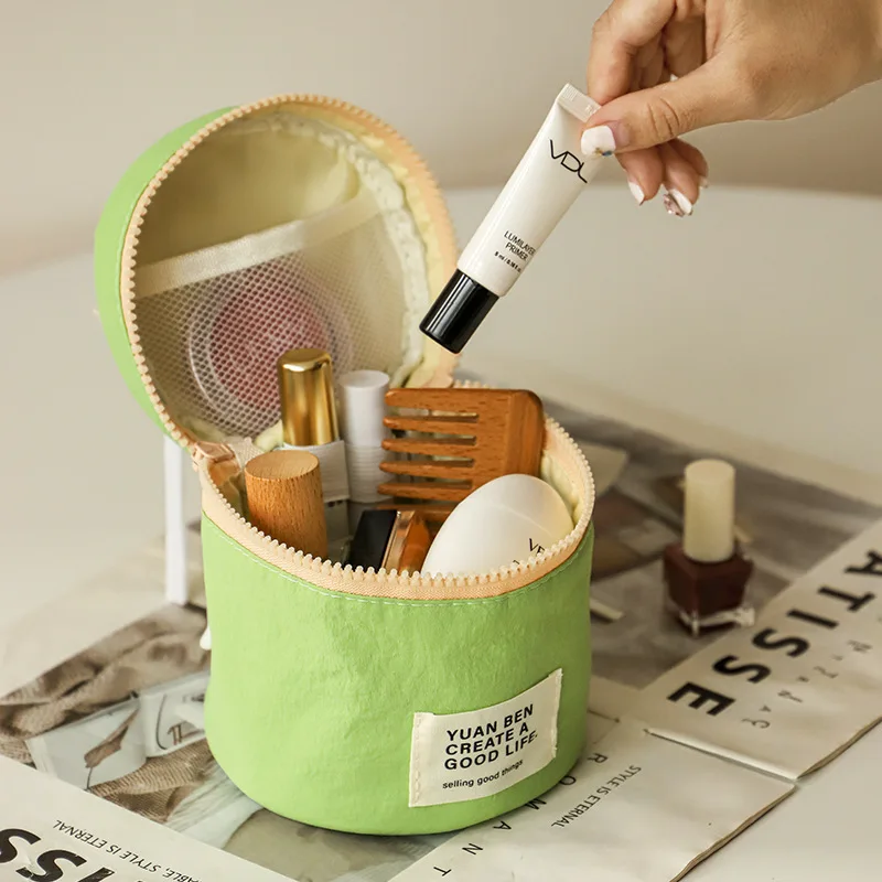 

Nylon Cylindrical Portable Makeup Bag, Travel Waterproof Multi-functional Storage Bag, Portable Storage Cylinder Bag Tote Bag