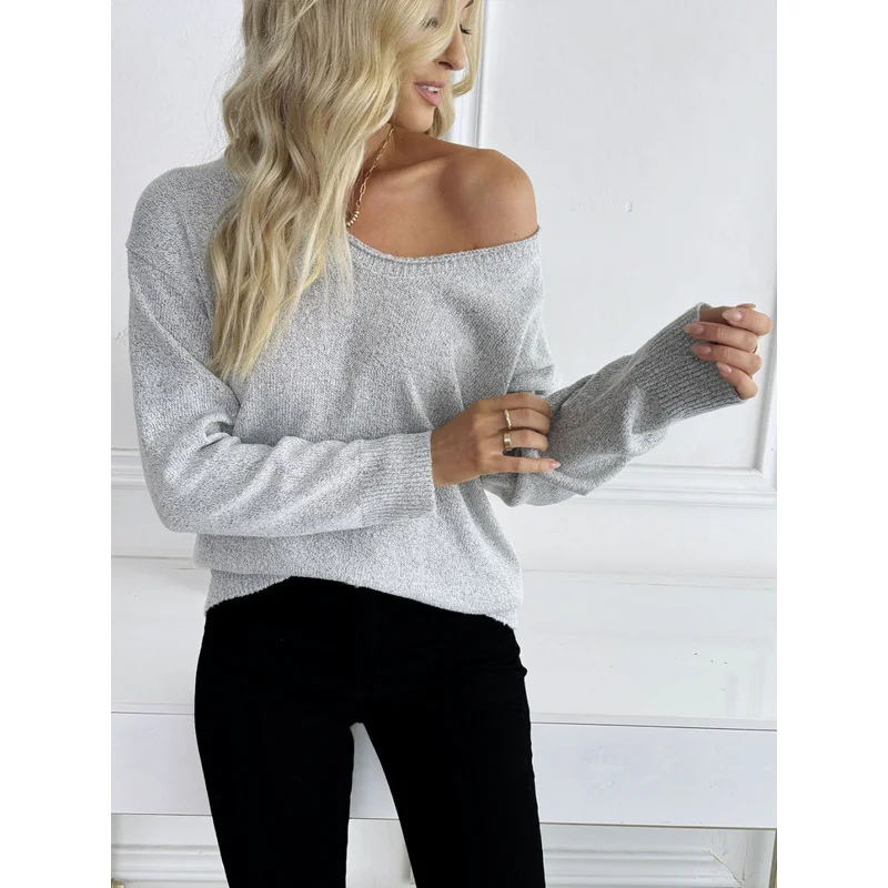 QICHE 2026 Women Classic V Neck Pullover Sweater Simple Multi Color Heather Knit Top Hot Sale Knitwear