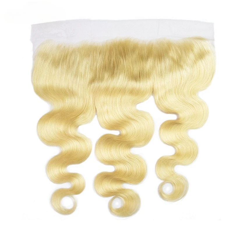 شعر بشري 613 أشقر مموج 13x4 دانتيل أمامي 10-22 بوصة 150% كثافة نهاية كاملة جزء مسبق شعر عذراء برازيلي تم قطعه مسبقًا