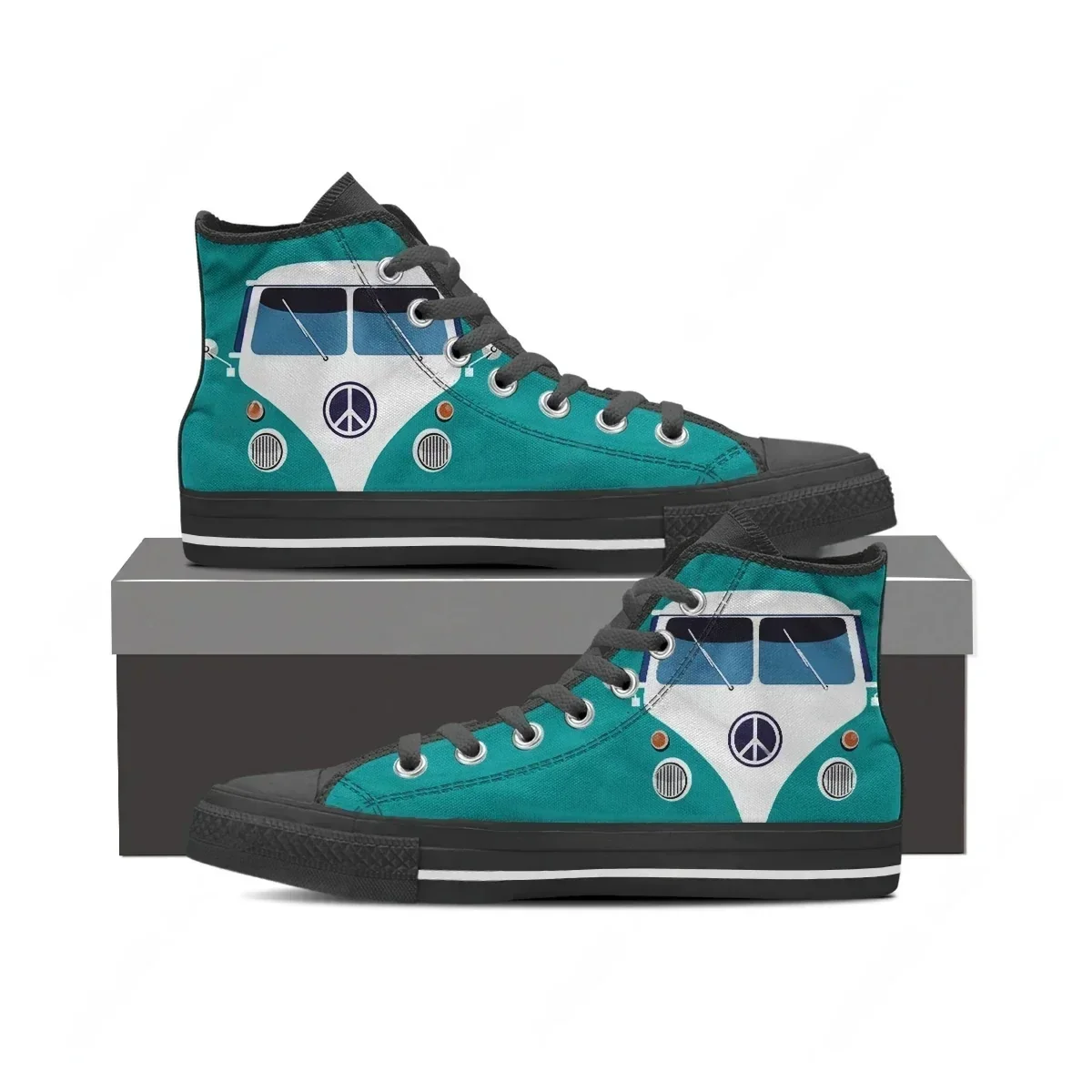 

Hippies Printing Shoes Women's High Top Vulcanized Shoes Light Breathable Canvas Zapatos Mujer