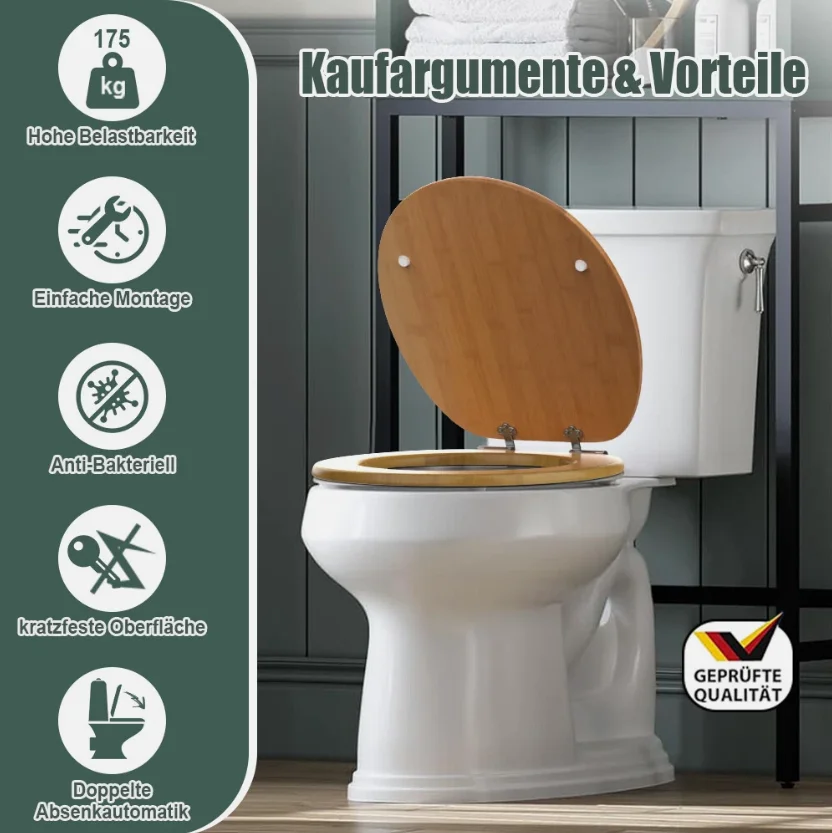 Sainos WC-Sitz mit Absenkautomatik, Toilettendeckel mit Soft-Close, Toilettensitz mit. Toilettensitze für Badezimmereinrichtungen – Detail 5