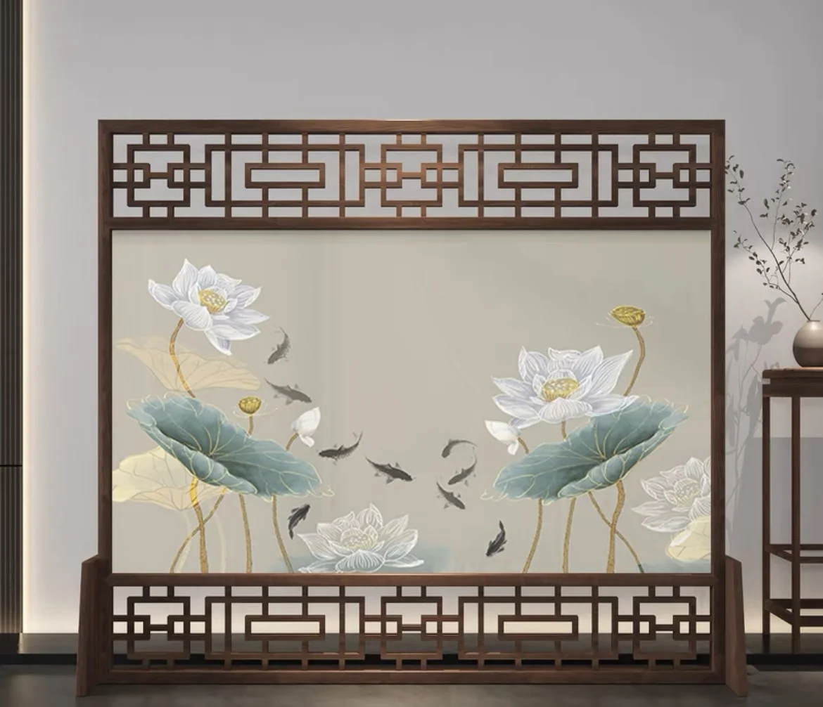 Customized new Chinese style screen partition living room bedroom shade home entrance entrance office solid wood zen mobile sea