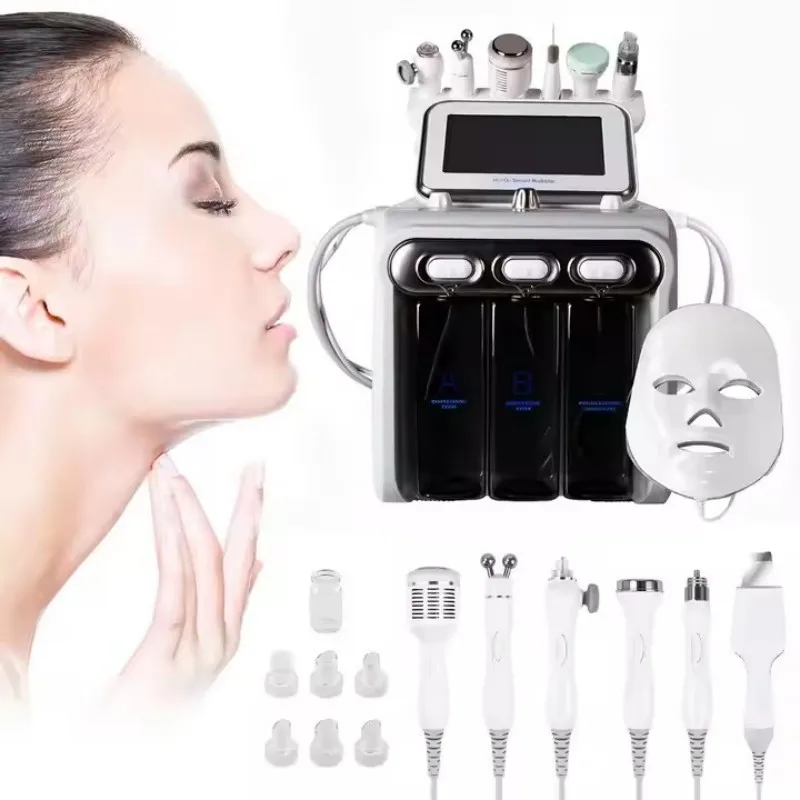 7 in 1 Hydrate Facial Machine With Led Light Dual Power Pump 2 Pumps Hydra Face Profesional Facial Machine