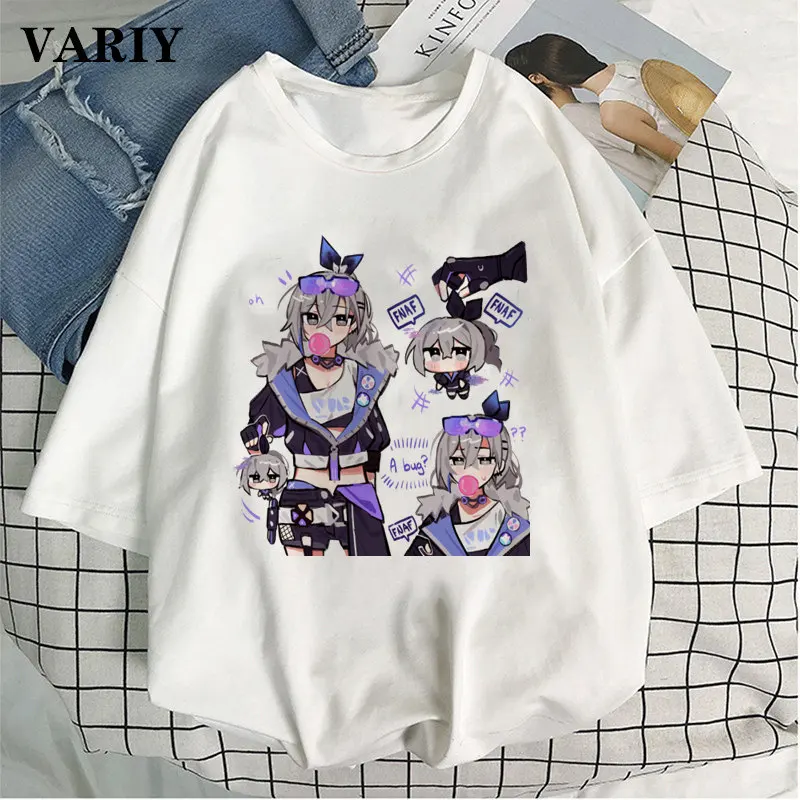 Cartoon Honkai Star Rail T-Shirts 2024 Summer Harajuku Silver Wolf Printed Short Sleeve Tees Streetwear Loose Clothes Y2K Tops