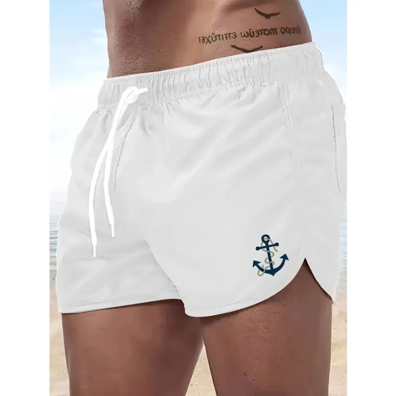 Men's Shorts 2025 Beach Trunks Summer Swim Gym Pants Quick Drying Swimming Homme Surf Ventilate Drawstring Fashion Casual Daily