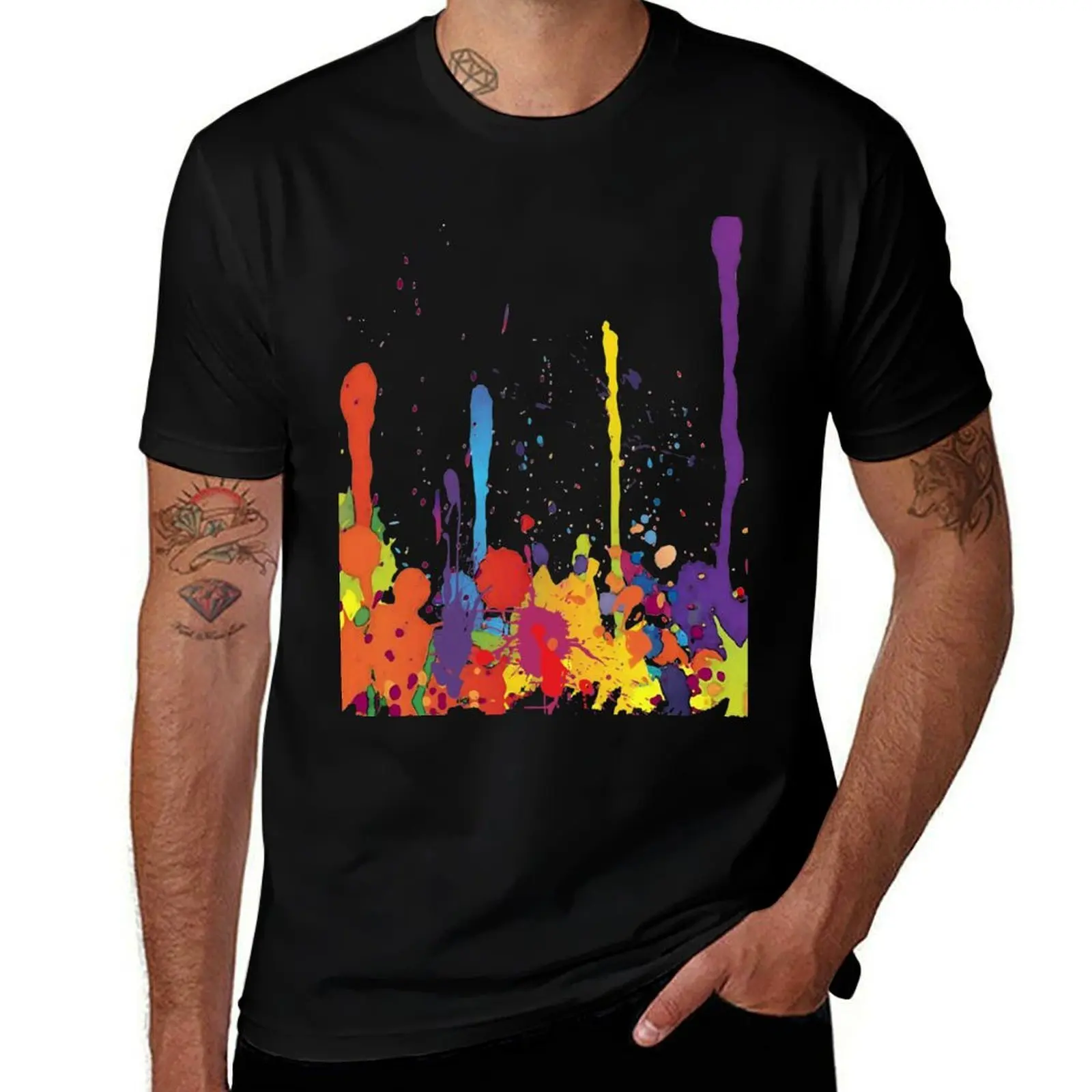 Crazy multicolored running SPLASHES horizontal T-Shirt man t shirts for men casual man t shirts for men T-Shirt