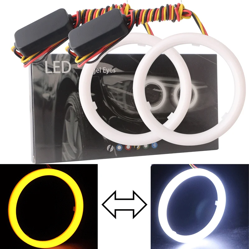 

2PCS Angel Eyes Halo Rings Cotton Lights 12V Car Motorcycle Headlight White/Yellow Angel Eyes Halo Rings 4014 LED Car Accessorie