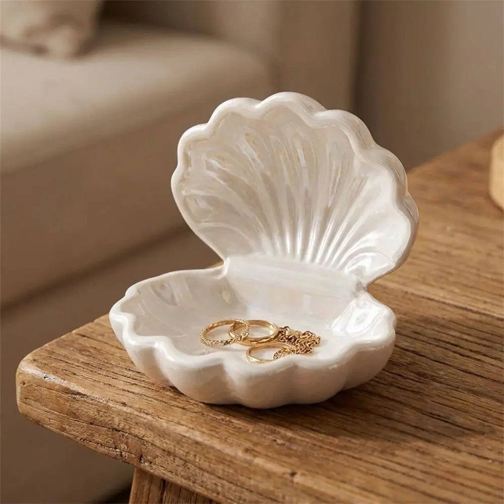 3D Printed Shell Shape Storage Box Decorative Multi-function Jewelry Storage Tray Plastic Shell Trinket Box Bathroom