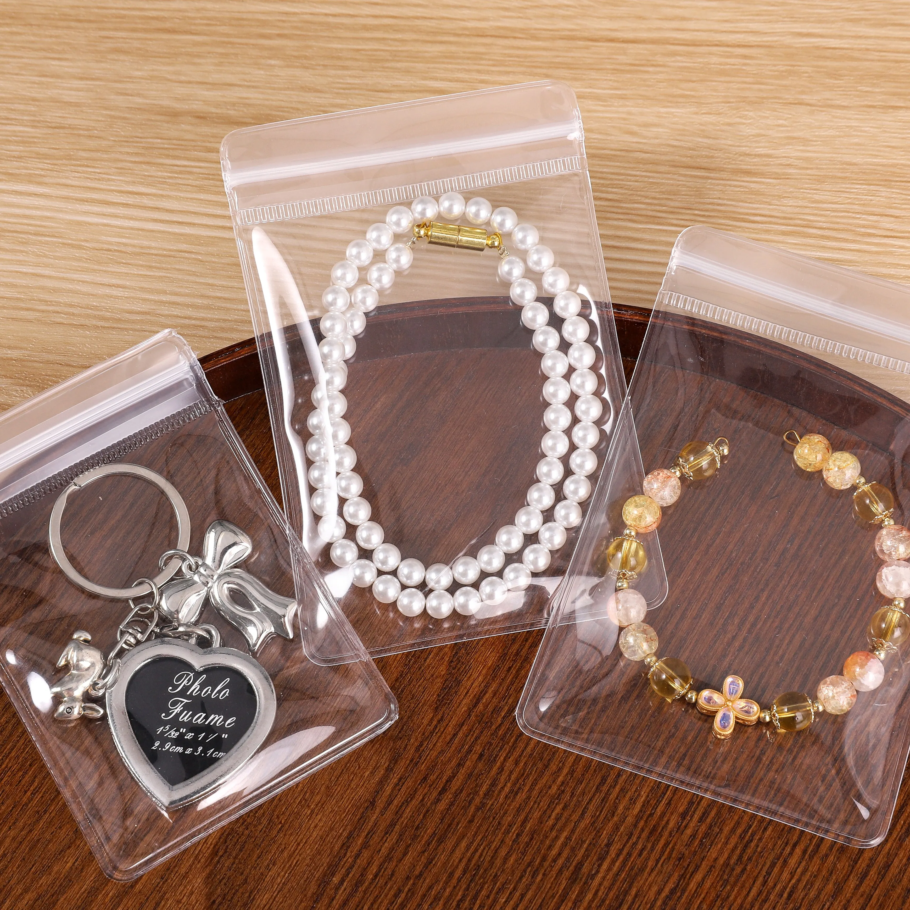 10Pcs Multi Size Clear EVA Self Seal Jewelry Packaging Bags Resealable Organizer Storage Pouches for Bracelet Earrings Display