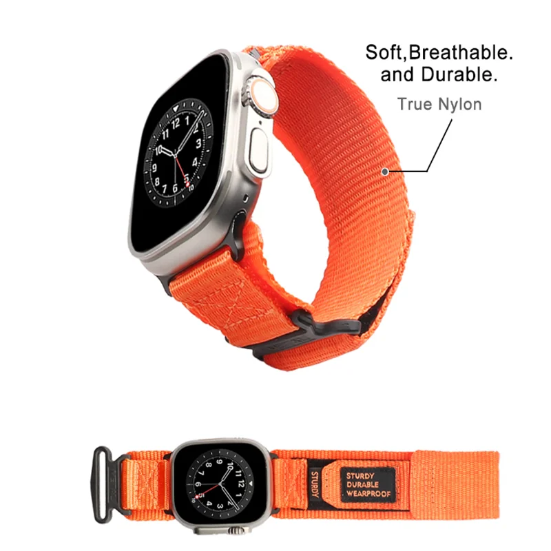 Trail Sport Nylon Loop Strap para Apple Watch, pulseira de pulso ao ar livre, iWatch 9, 8, 7, Ultra SE 6, 40mm, 44mm, 42mm, 44mm, 42mm, 49 milímetros