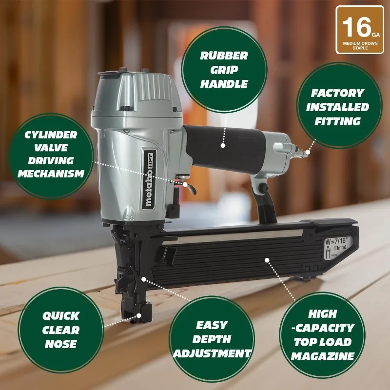 7/16-In. Standard Crown Stapler Pro Preferred Brand of Pneumatic Nailers 16 Gauge 1