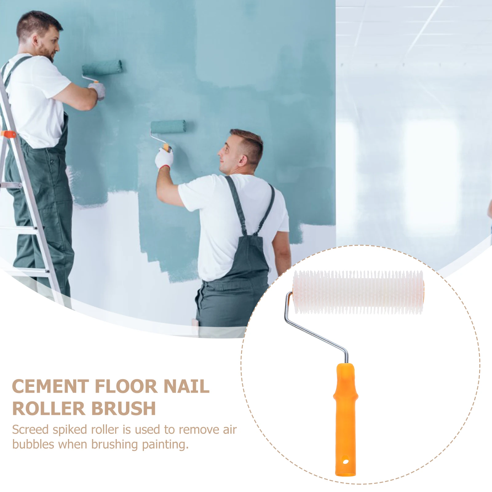 

1 pc Cement Floor Nail Roller Brush 9 Inch 23cm Long 14mm Teeth Height Plastic Handle Self Leveling Defoaming Epoxy Paint Tools