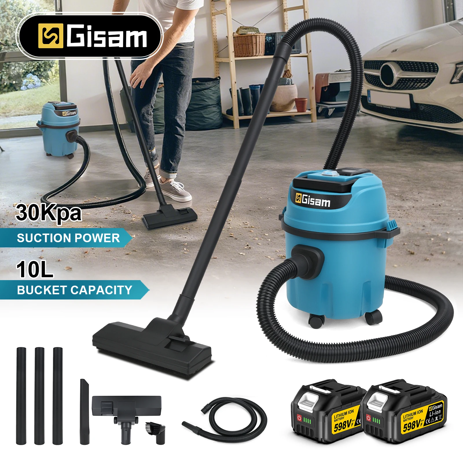 Gisha 10L Elettrico Wet & Dry Aspirapolvere 30Kpa Cordless Industriale Per La Pulizia Della Casa Utensili Elettrici Per Makita 18v Batteria Spille