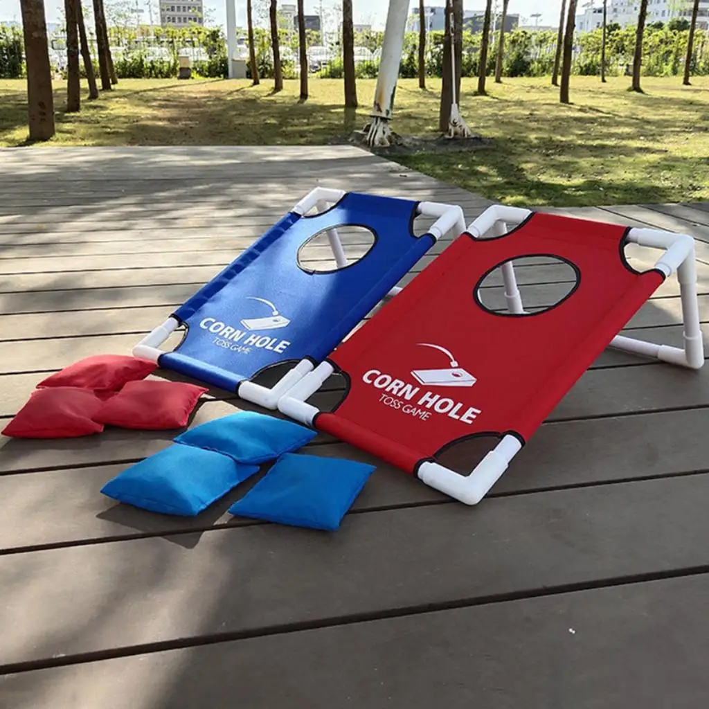 Portable Corn Hole Boards With 8 Cornhole Bean Bags for Travel Yard Garden Game