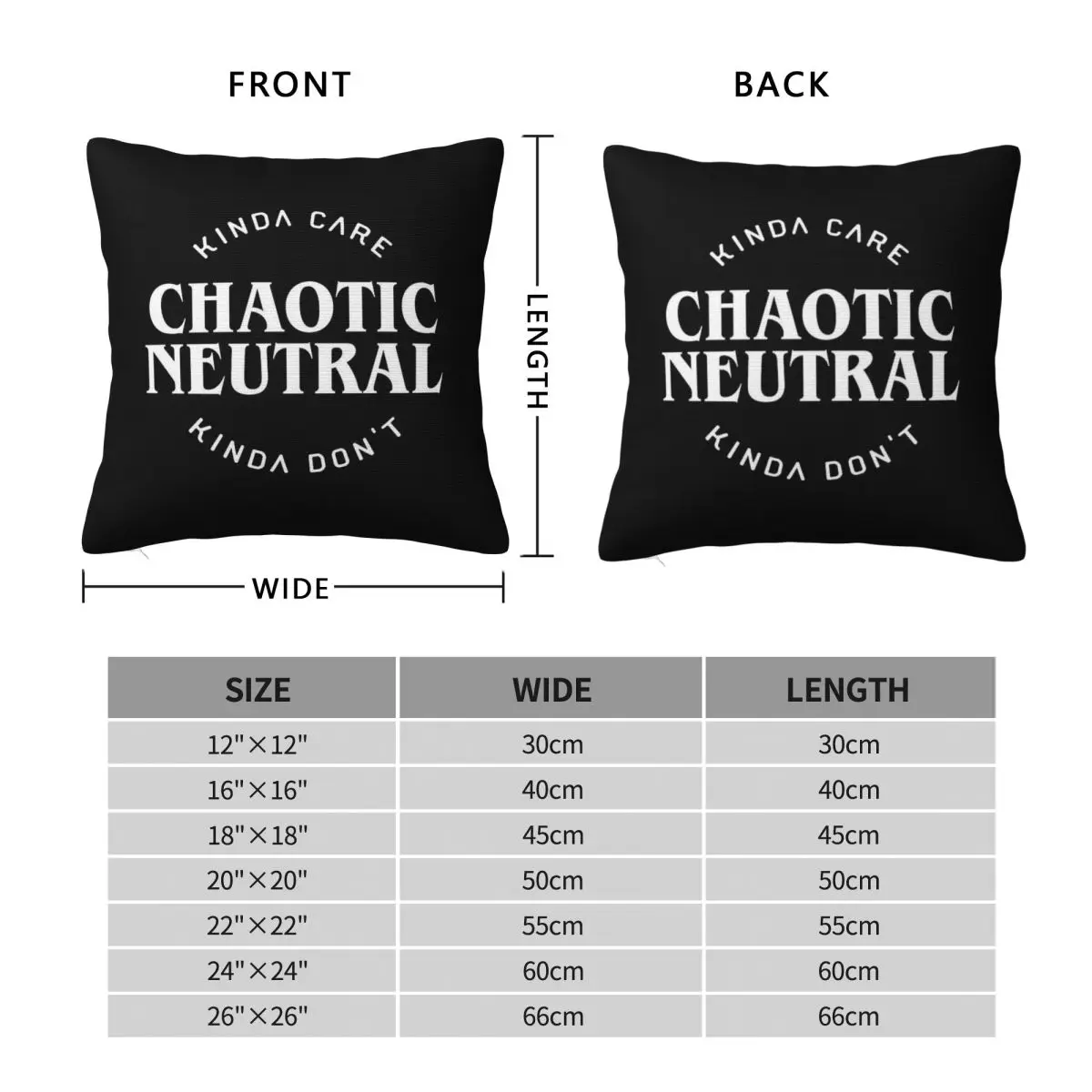 Chaotic Neutral Alignment Kinda Care Square Pillowcase Polyester Linen Velvet Creative Throw Pillow Case Home Cushion Cover 18