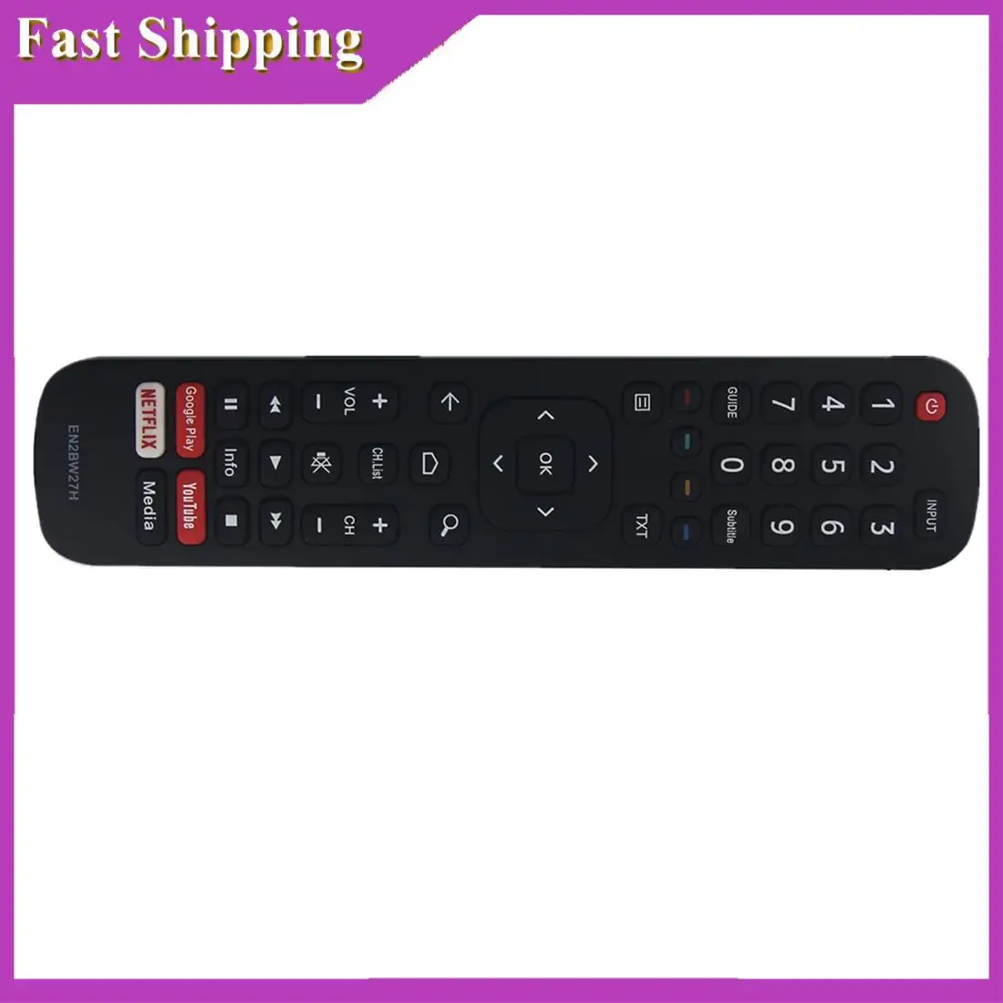 ABRI-Remote Control Replacement EN2BW27H For Hisense HD Smart TV With Google Play Youtube Netflix