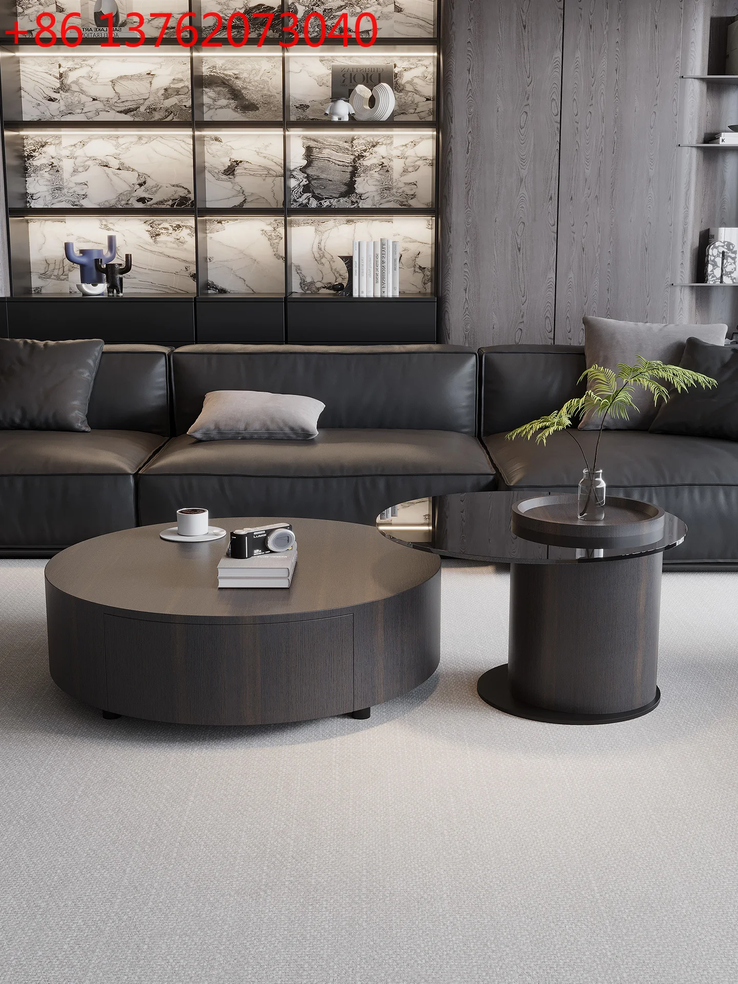 Italian minimalist round child and mother coffee table size combination TV cabinet household living room light luxury and simple