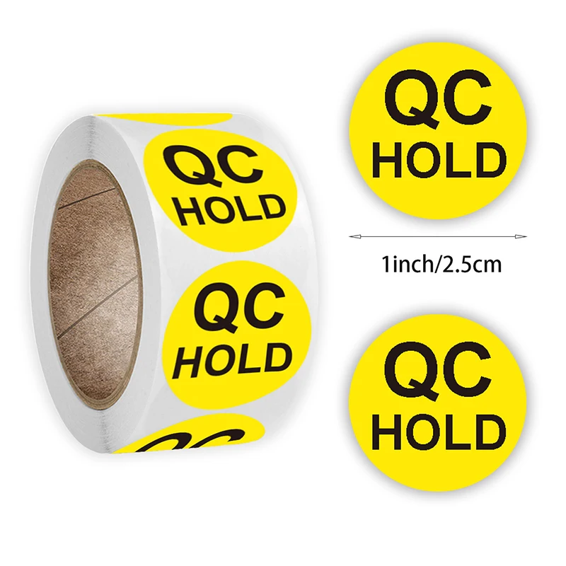 1 pollice/500pcs QC Quality Inspection Sticker Color Round Product Check Sticker Label per Business QC PAST/QC HOLD Factory Supplies