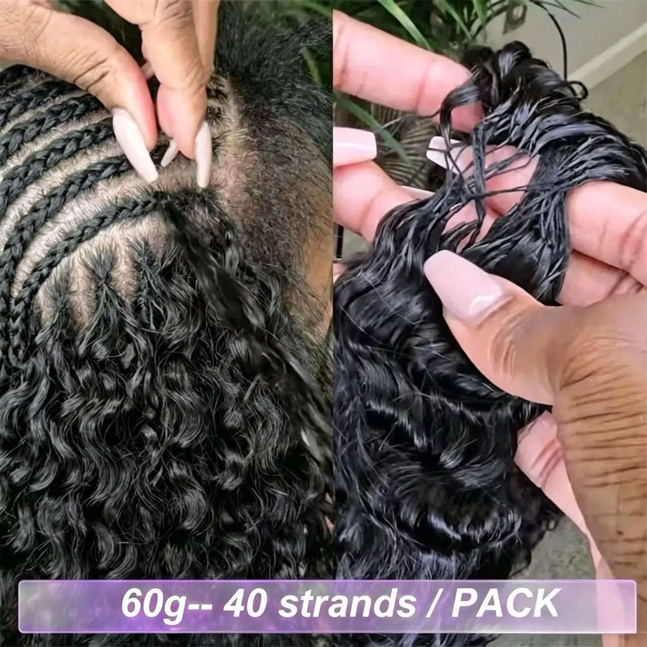 Vorgeteiltes Echthaar in Großpackung zum Flechten, Deep Wave Crochet Echthaar, Knotless Miracle Knots Haarverlängerungen, Boho Braids, unsichtbar, 300g – Detail 8