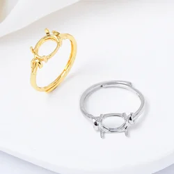 3Pcs 7x9mm Semi Mount Adjustable Ring Settings Brass 18K Gold Plated 4 Claw Oval Ring Base Blank For Diy Rings Jewelry Making