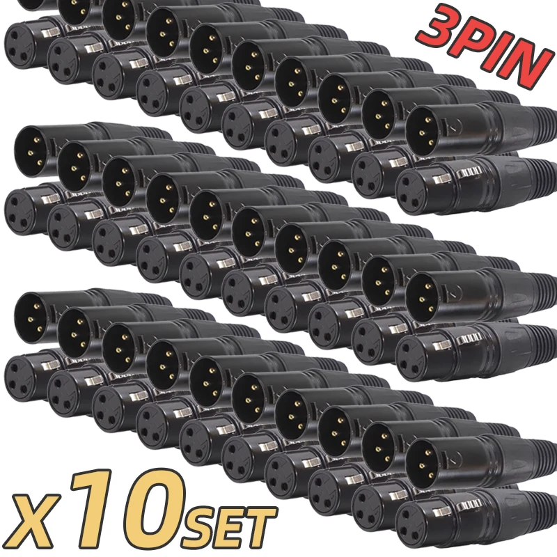 10 Sets 3-Pin XLR-Stecker und -Buchse, XLR-Stecker für Mikrofon, Audio, Soundmixer, Verstärker-Anschluss