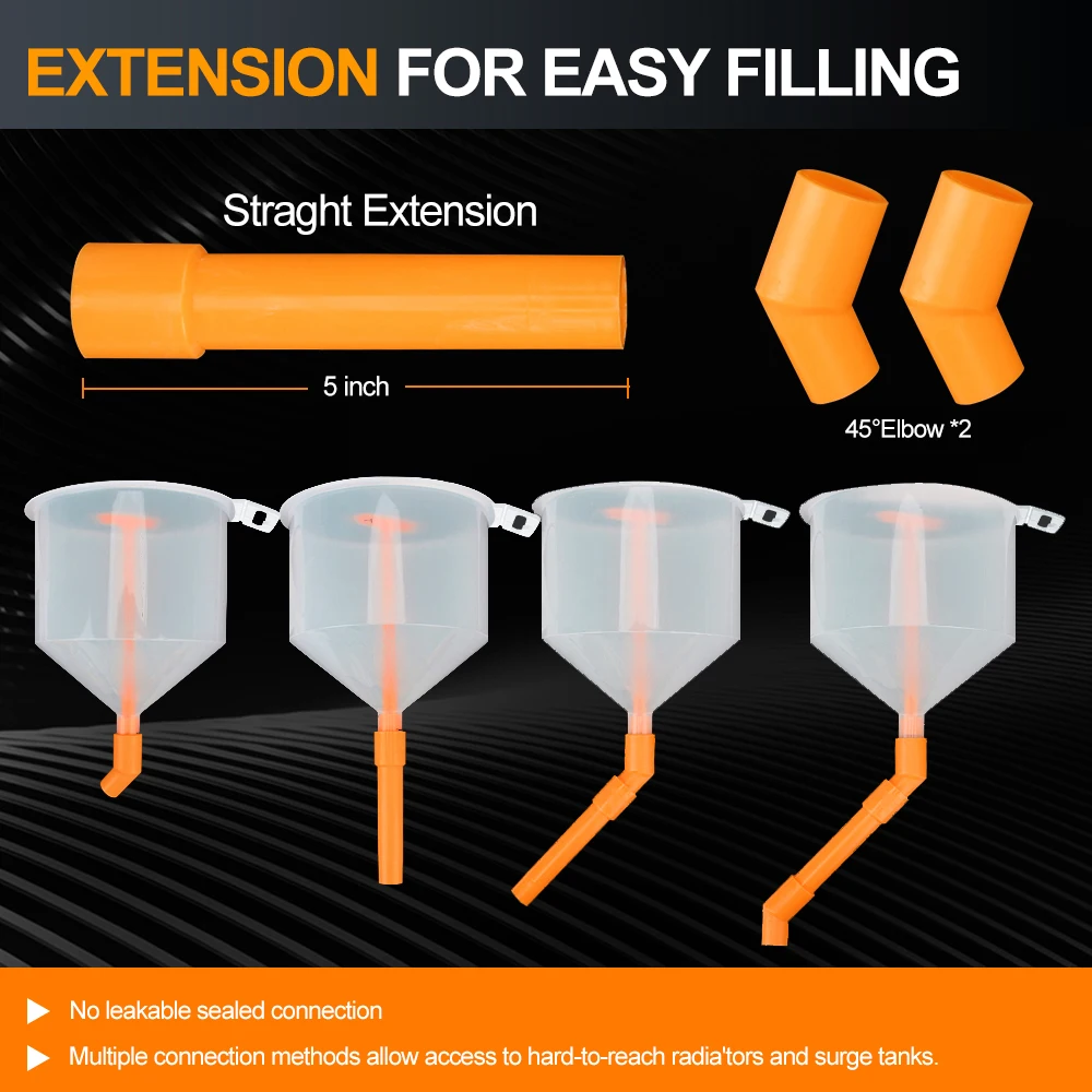 ชุดเติมสารหล่อเย็นป้องกันการรั่วไหลเทน้ํามันเครื่องมือ Fit Universal ยานพาหนะพลาสติกบรรจุช่องทาง Spout