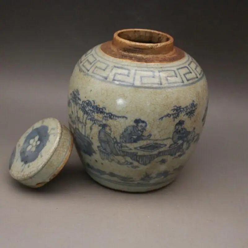 Chinese Collection Blue and White Figure Patterns Tea Jars Jingdezhen Antique Ceramics Exquisite Chinese style Home Decorations