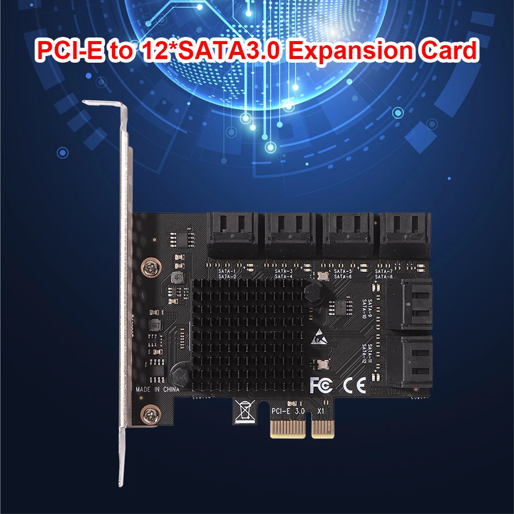10 Port PCIE Expansion Card PCIe SATA 3.0 Controller Adapter 6Gbps for Desktop