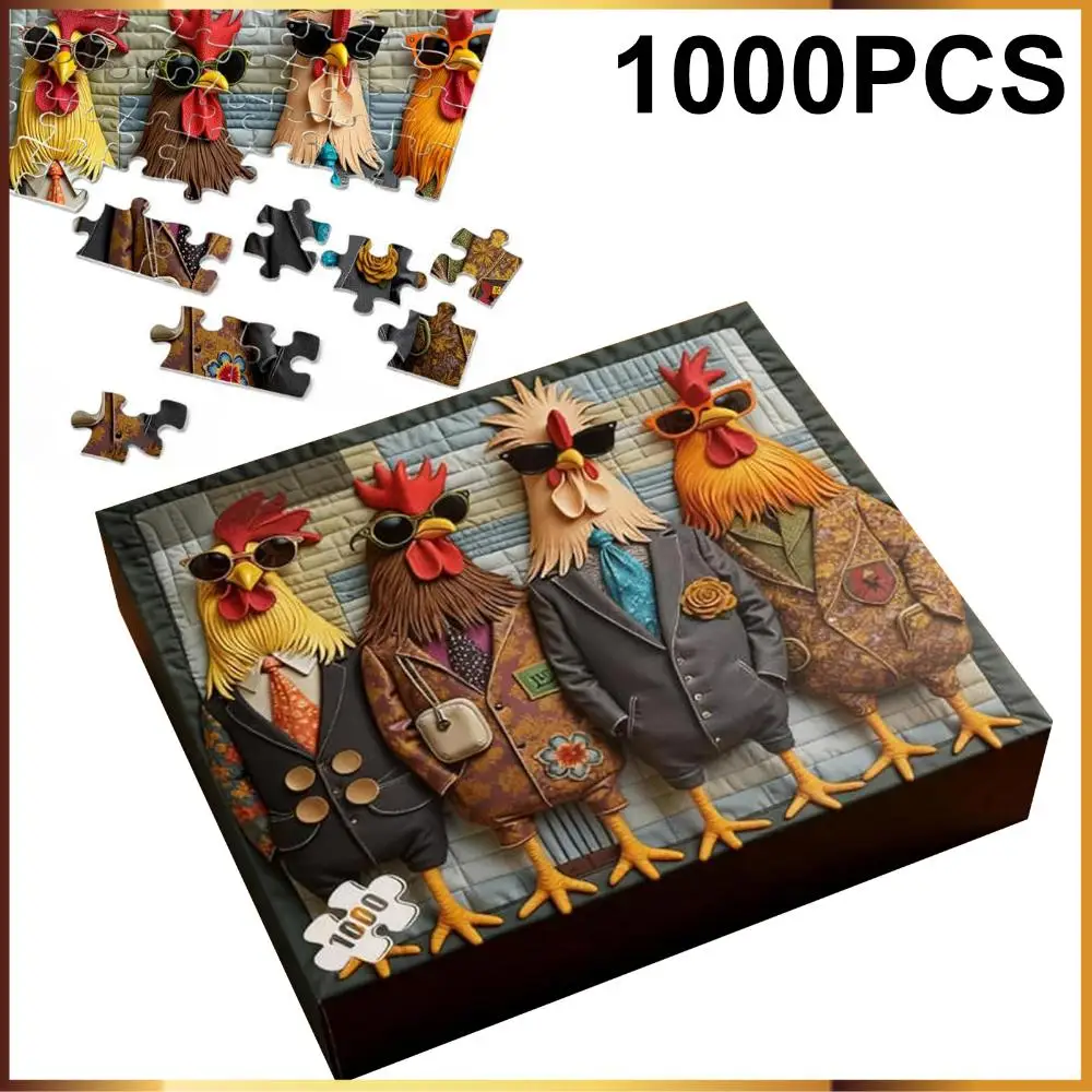 จิ๊กซอว์รูปไก่สุดเก๋ 1,000 ชิ้น ปริศนาสัตว์ที่ท้าทายและยาก จิ๊กซอว์ไก่สุดสนุกสำหรับครอบครัวและผู้ใหญ่ เป็นของขวัญ
