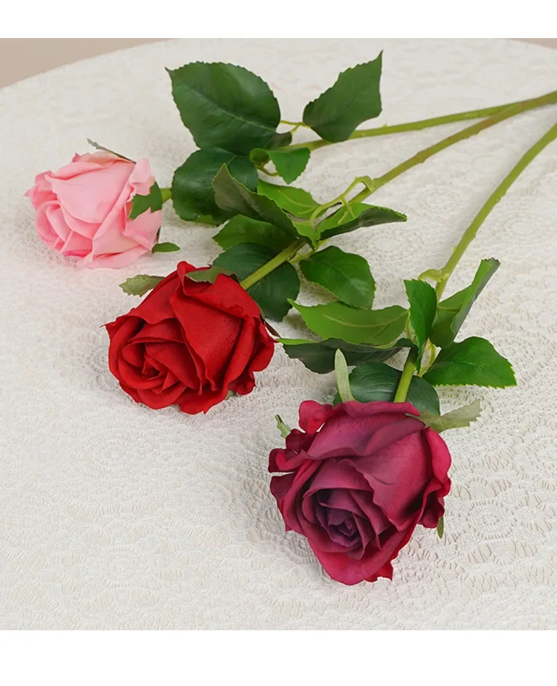 10 Stück Simulierte Creme-Rosenzweige Realistische Kunstblumen Gartendekoration Rote Rose Künstliche Blume Balkon-Dekoration – Detail 7