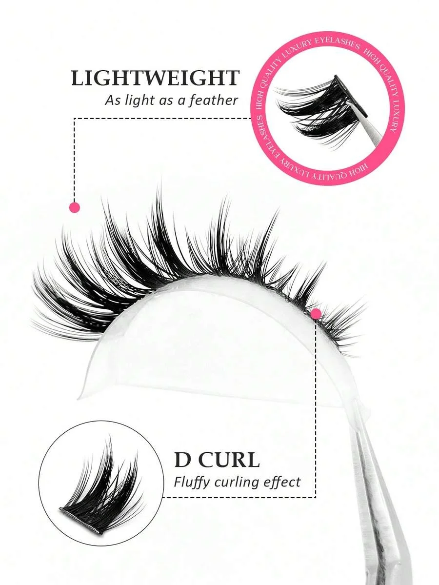 100pcs D-Curl Anime Style Thin False Eyelashes, 8-16mm Mixed Length, Fluffy & Lengthening Individual Lashes, Suitable For Home L