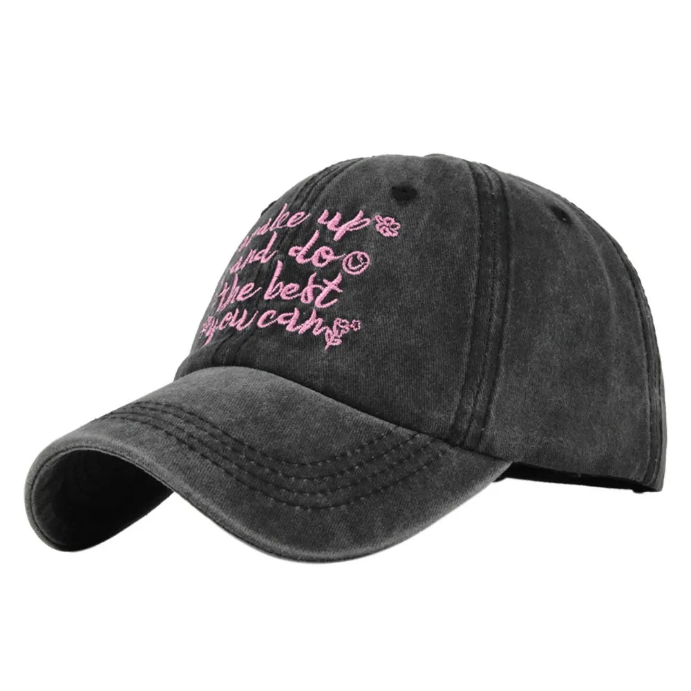 Vintage Sun Protection Baseball Cap Adjustable Summer Sun Hat Embroidered Letters All-match Hip Hop Bonnet for Women Men