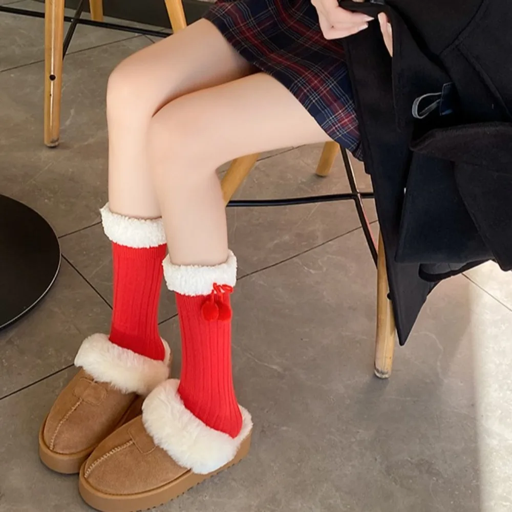 Kaos Kaki Anak Perempuan Model Baru, Manis, Santai, Warna Merah, Bahan Bernapas, Model Pita, Panjang Sedang, Cocok untuk Musim Semi, Gugur, dan Dingin, Hadiah Tahun Baru