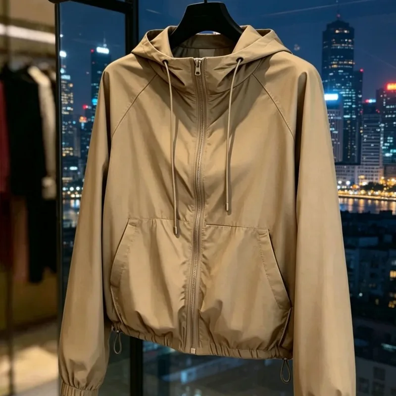 2026 Spring New Hooded Jacket, Women's Casual Stormtrooper Jacket Age Reducing Top Fashionable Age Reducing Loose Outdoor Jacket