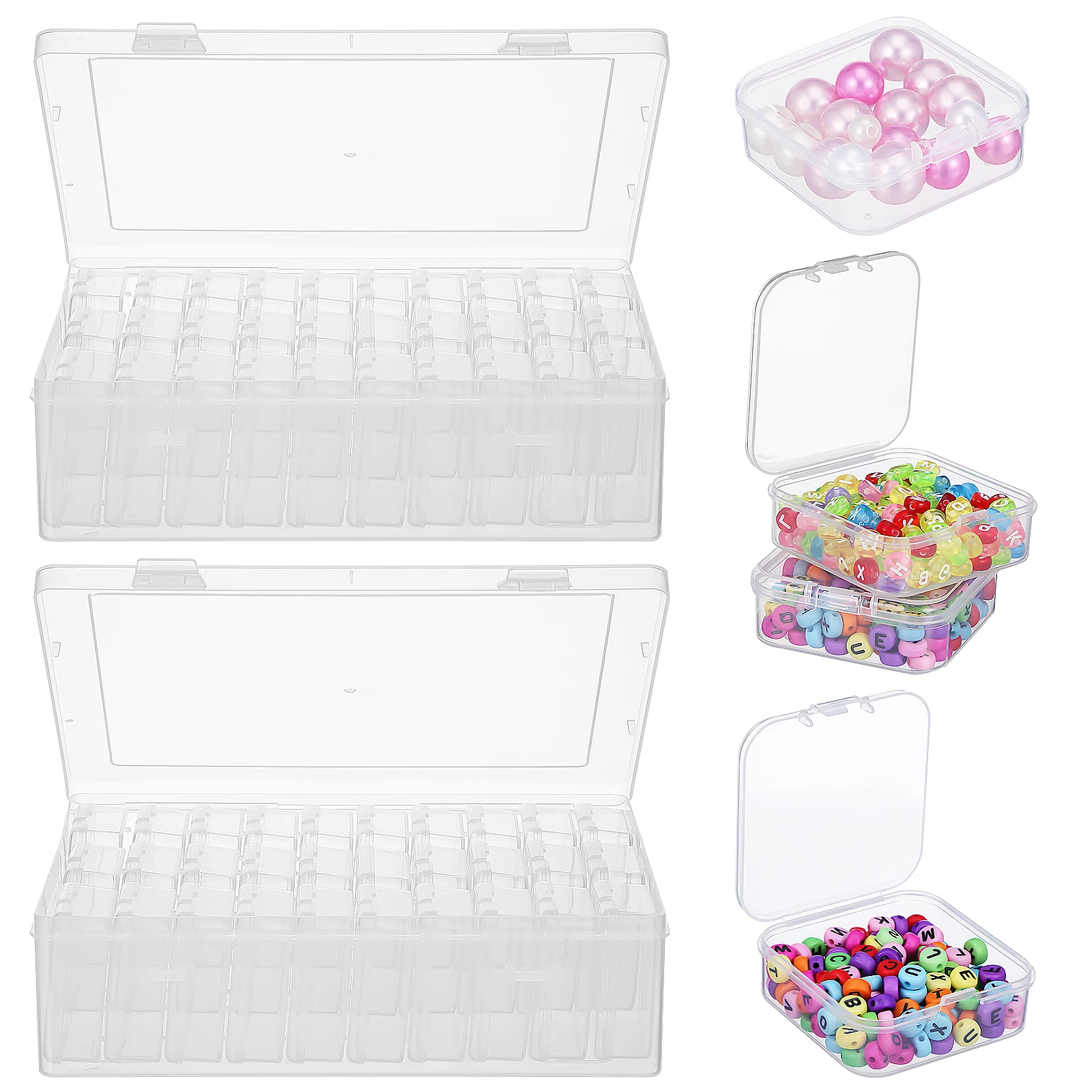 

Transparent Plastic Storage Boxes 2 Sets 19x17.6x6.1CM Clear Containers Small Bins with Lids Stackable Organizer