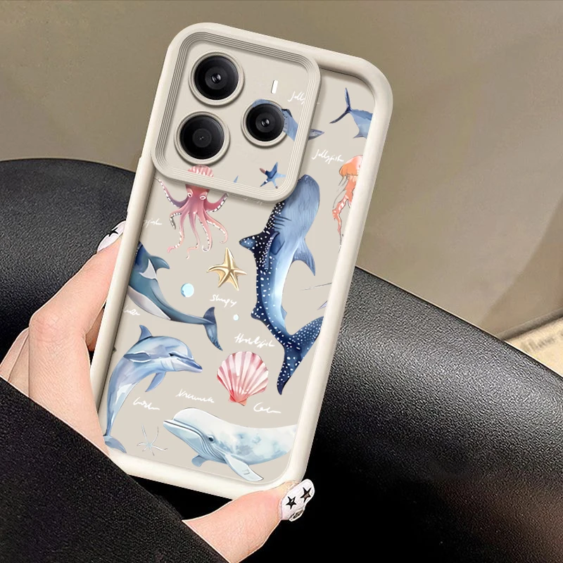 Cute Dolphin Patterned Soft Case For Xiaomi Redmi Note 15 14 13 12 Pro 4G Note 13 14 Pro Plus 15 5G 11 Pro 13C TPU Phone Cover view 5