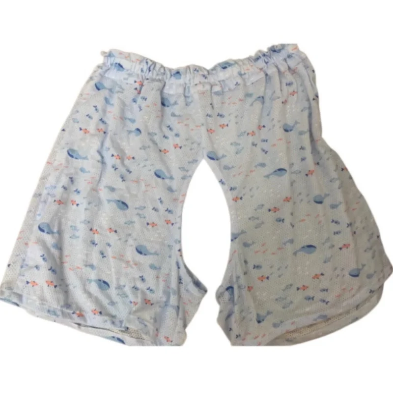 ABDL Adults Split Short Pant Loose Soft Cartoon Pattern Diaper Shorts DDLG Home Pajama Trousers Couple Comfort Open Crotch Pants