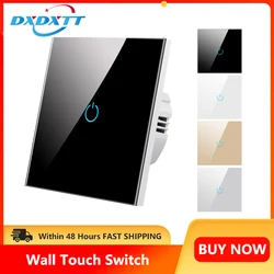 Light Touch Switch Sensor EU Standard Tempered Crystal Glass Panel 4 Color Power 1/2/3 Gang 1 Way 220V Wall Lamp Switches On Off