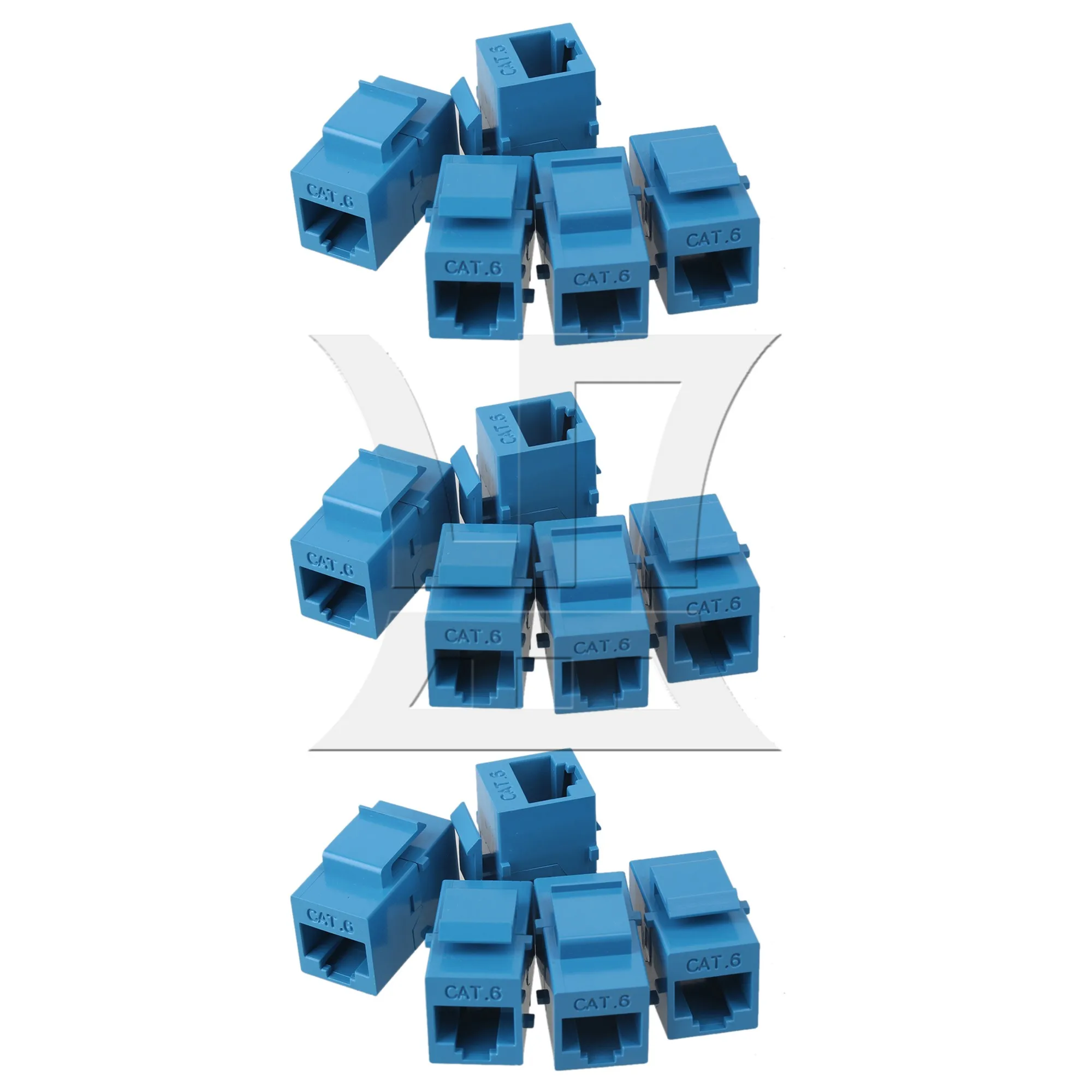 15 Pcs Cat6 RJ45 Gigabit Coupler Female Adapter for Keystone Panel Blue