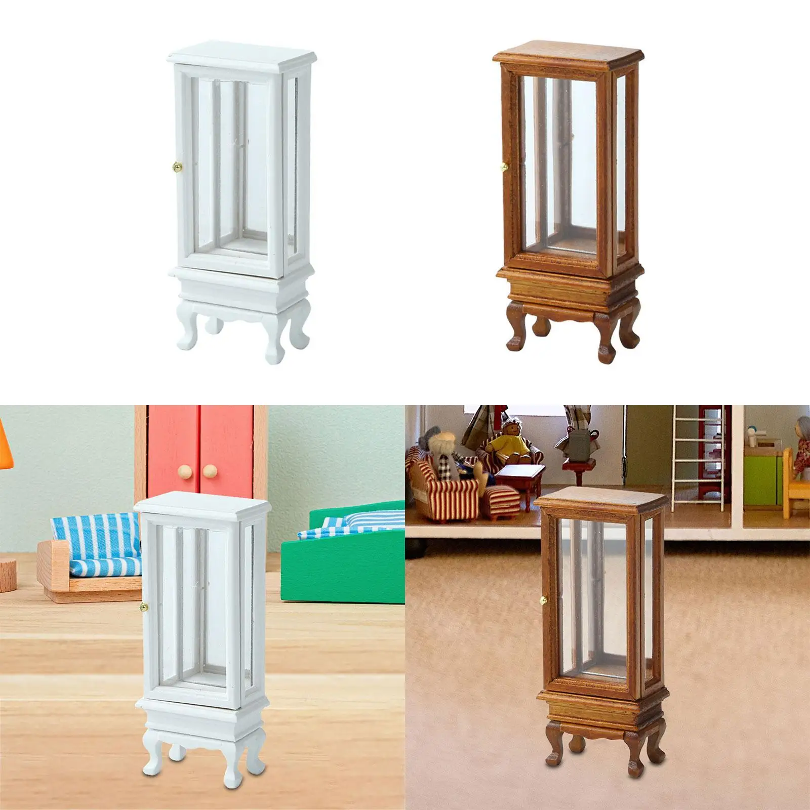 1:16 미니어처 캐비닛 거울 목재 가구용 스케일 인형의 집 옷장
