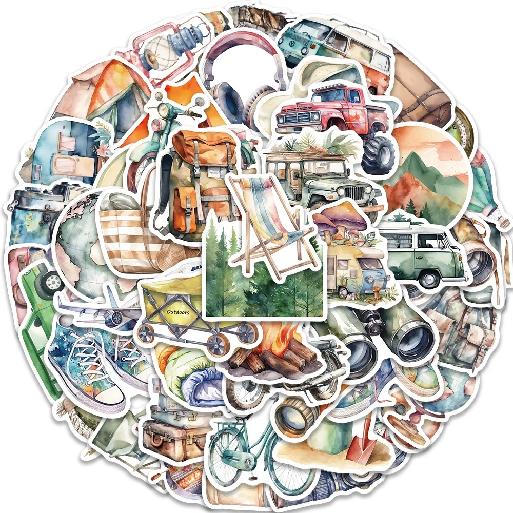 50PCS Original Aquarell INS Im Freien Wasserdichte Graffiti Aufkleber Für Hand Konto Bleistift Fall Aufkleber BulingBulingStickers Shop