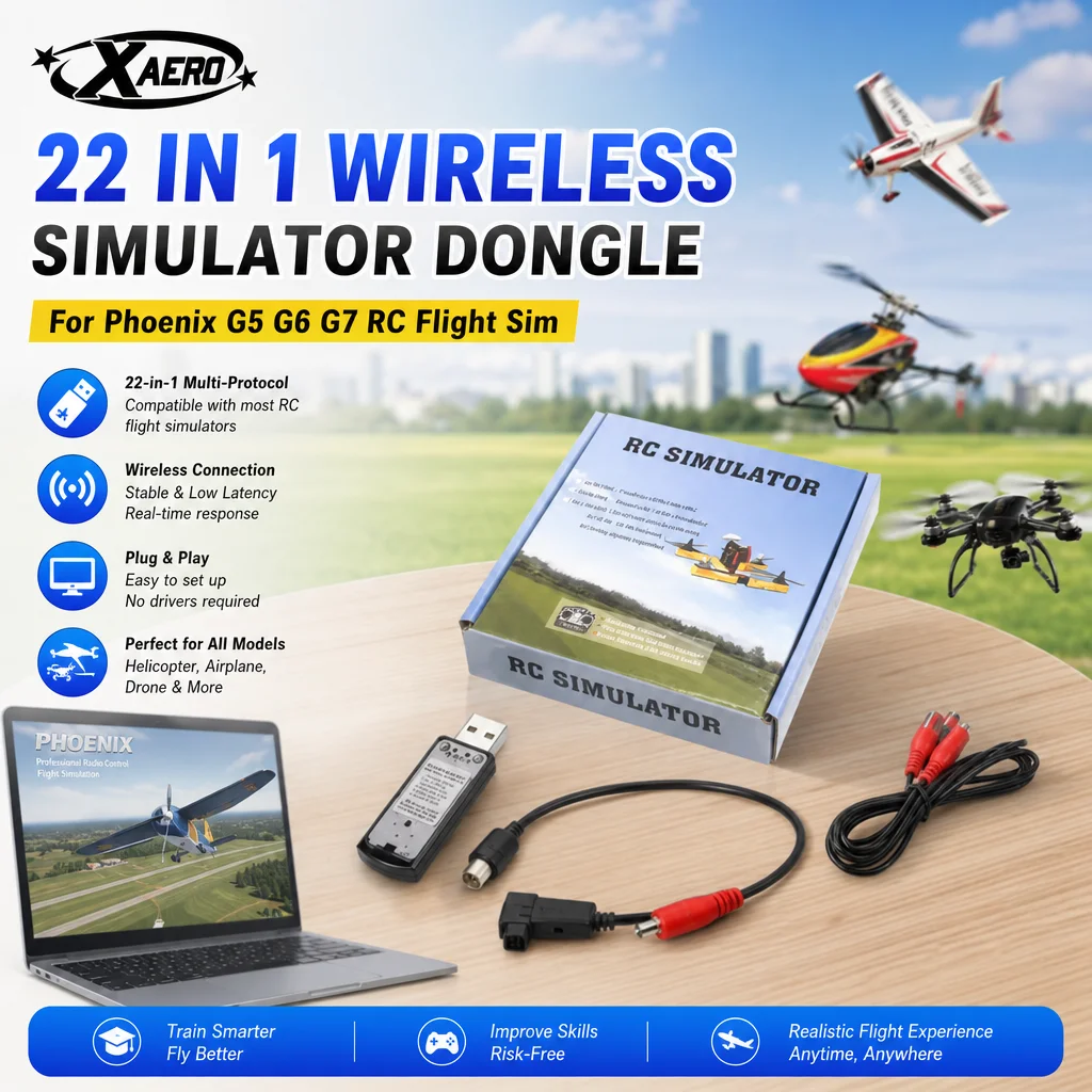 22 in 1 Wireless Simulator Dongle for Phoenix G5 G6 G7 RC Flight Sim for Helicopter Airplane Drone Training