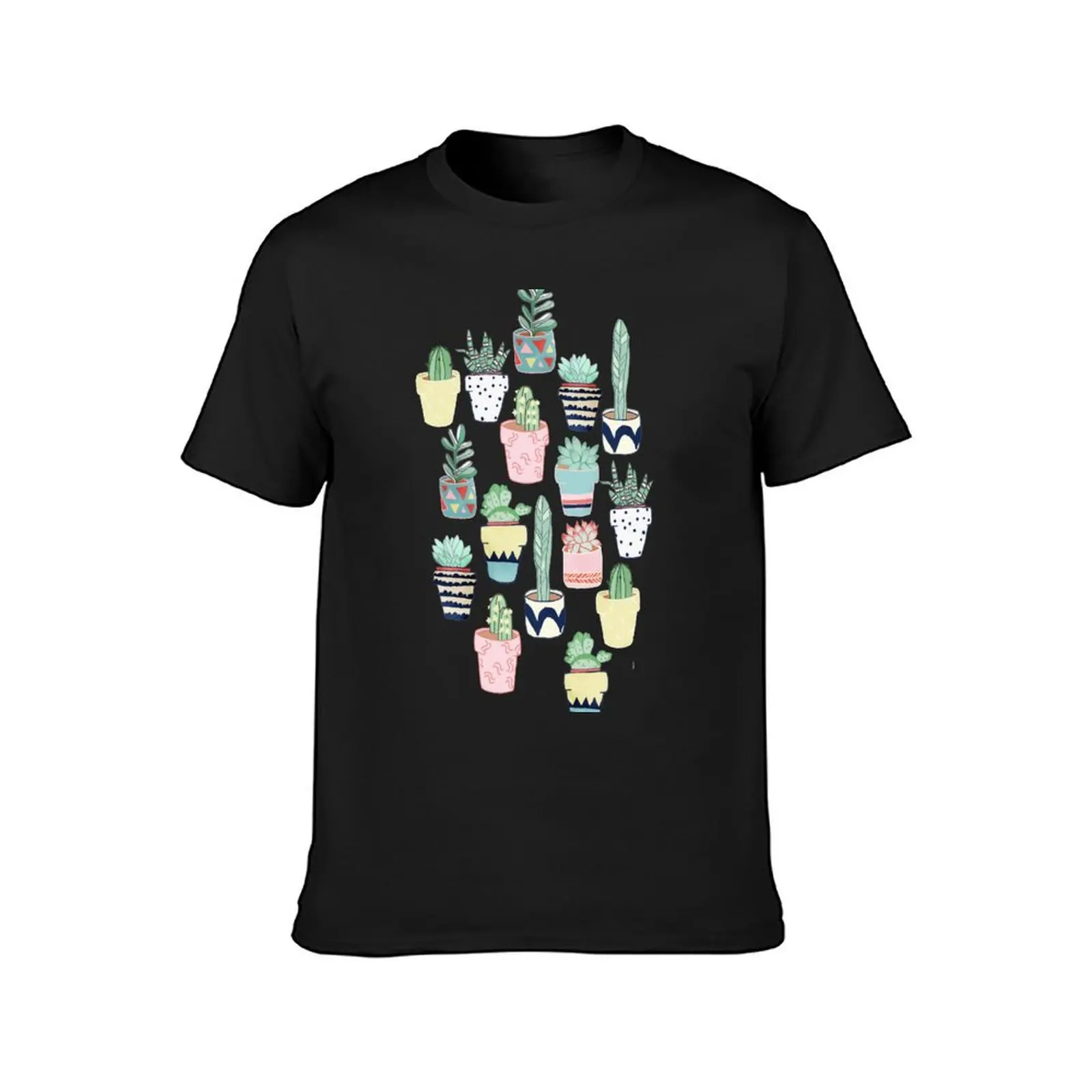 Cute Cacti in Pots T-Shirt anime clothes for a boy designer t shirt men