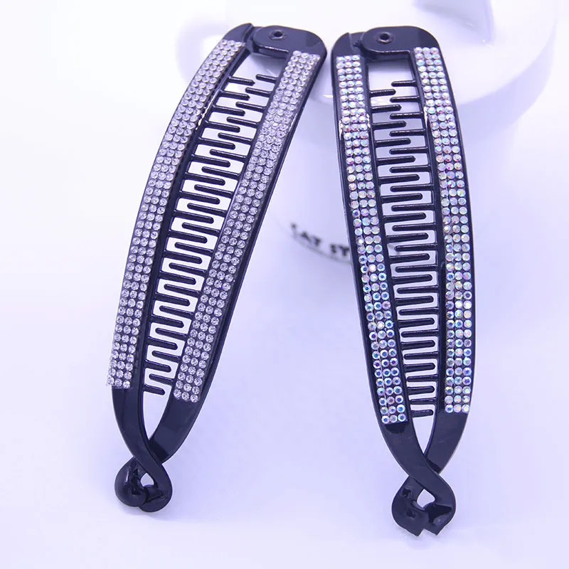 Black Rhinestone Fish Hair Claw Clips Hair Jewelry Banana Barrettes Hairpins Hair Accessories for Women Clips Clamp Accessories