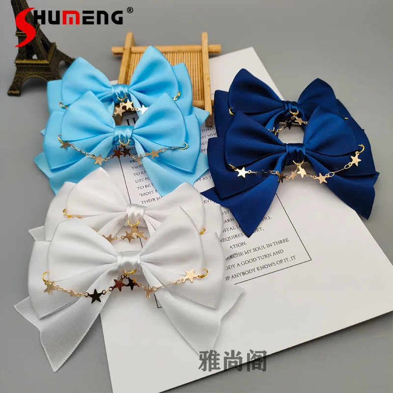 

Lolita Kawaii Bow A Pair of Hairclips 2023 Spring Autumn Hairpin Simple Detachable Dovetail Butterfly Shoe Ornament for Women